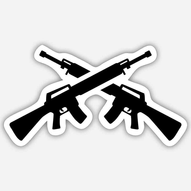 Fusil - Sticker taille S (10 x 10 cm) - blanc mat