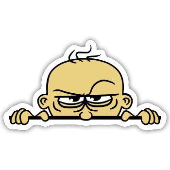 boeses gesicht verstecken mauer schild lustig comi - Sticker Größe S (10 x 10 cm) - Mattweiß - Vorne