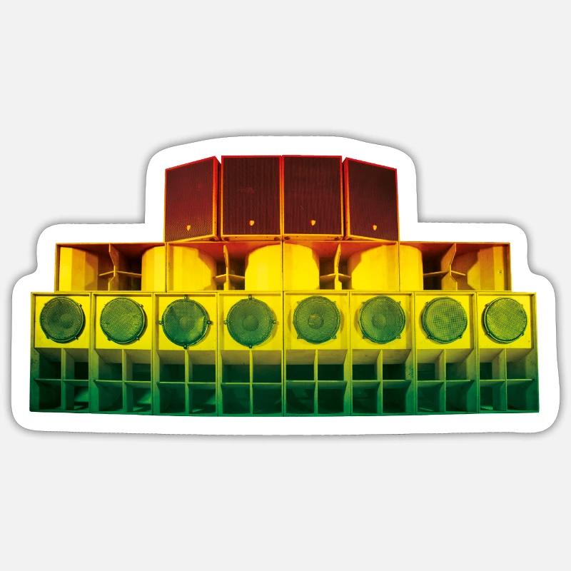 Système sonore jamaïcain - Sticker taille S (10 x 10 cm) - blanc mat