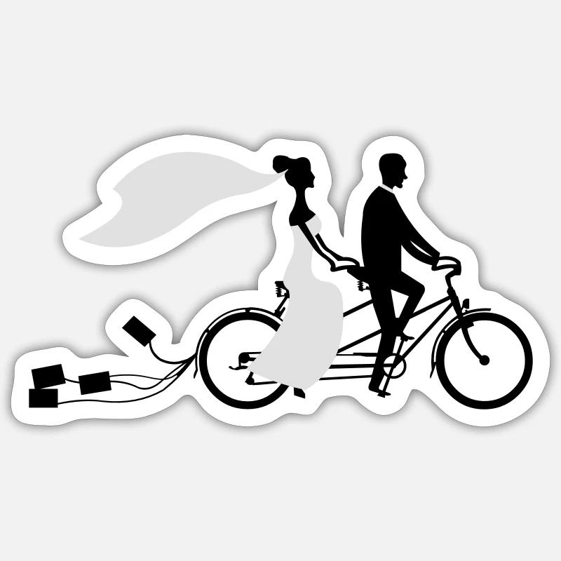 Wedding bicycle 2 - Sticker size S (10 x 10 cm) - white matte