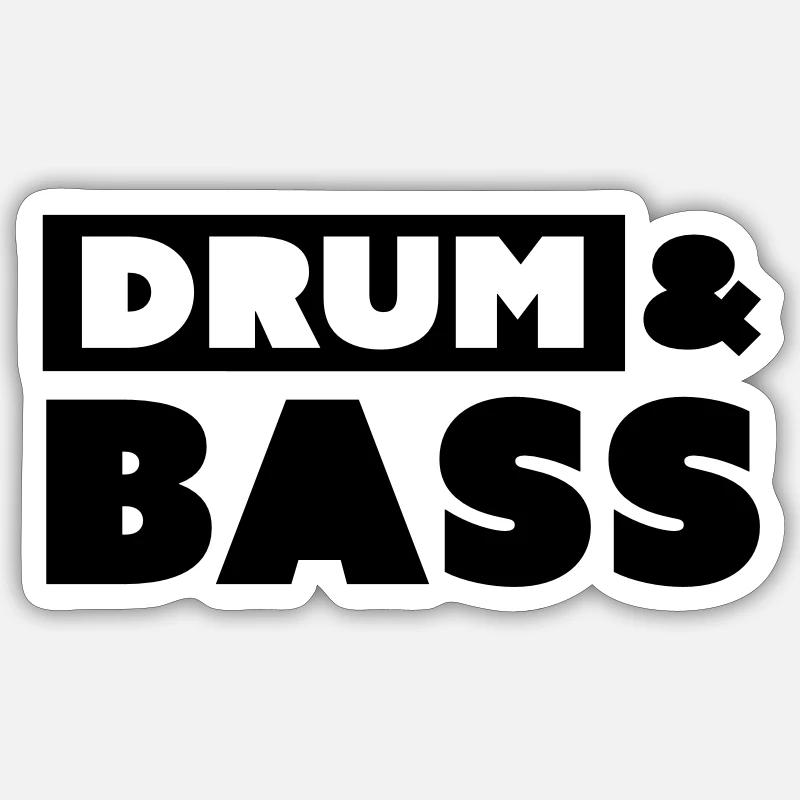 DRUM & BASS - Sticker taille S (10 x 10 cm) - blanc mat