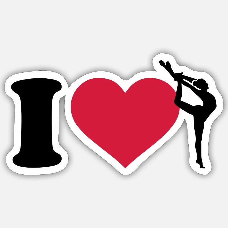 I love Gymnastique - Sticker taille S (10 x 10 cm) - blanc mat