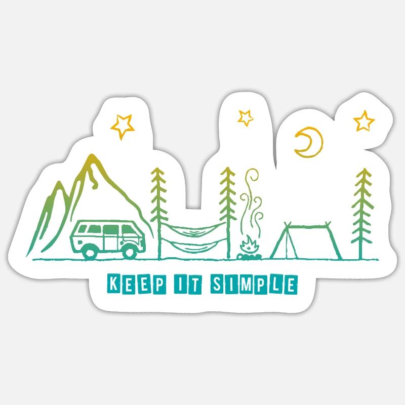 Keep it simple Van Camping Outdoor Camper Tent - Sticker size S (10 x 10 cm) - white matte