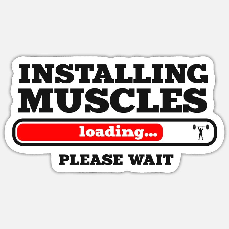 installing muscles - Sticker Größe S (10 x 10 cm) - Mattweiß