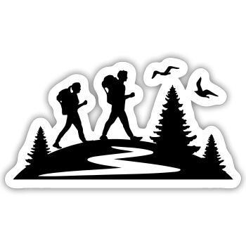WANDERN Wanderer Bäume - Sticker Größe S (10 x 10 cm) - Mattweiß - Vorne