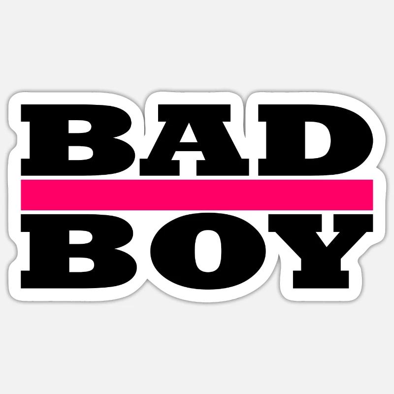 Bad Boy - Cool Boy - Sticker taille S (10 x 10 cm) - blanc mat