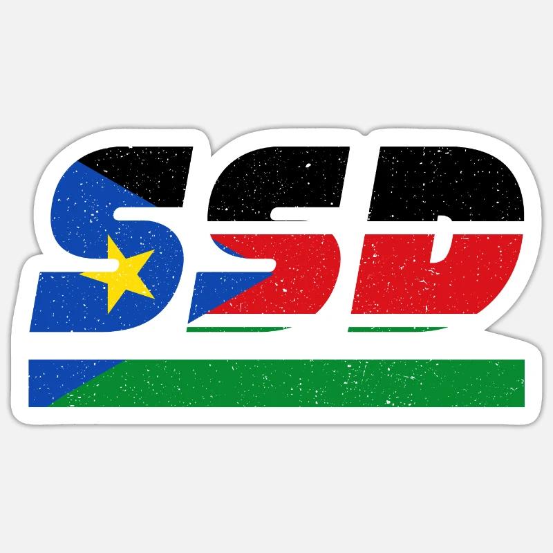 Drapeau du Soudan du Sud Drapeau SSD Sticker taille S (10 x 10 cm)