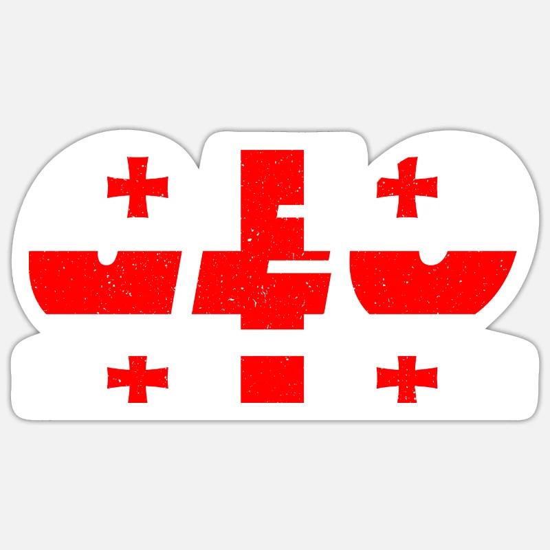 Drapeau de la Géorgie drapeau GEO - Sticker taille S (10 x 10 cm) - blanc mat