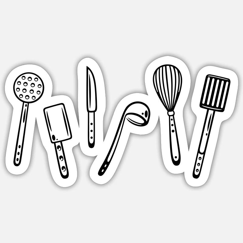 Kitchen utensils for cooking. Sticker size S (10 x 10 cm)