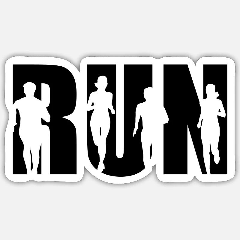 Run, Running Team, Runner - Sticker taille S (10 x 10 cm) - blanc mat
