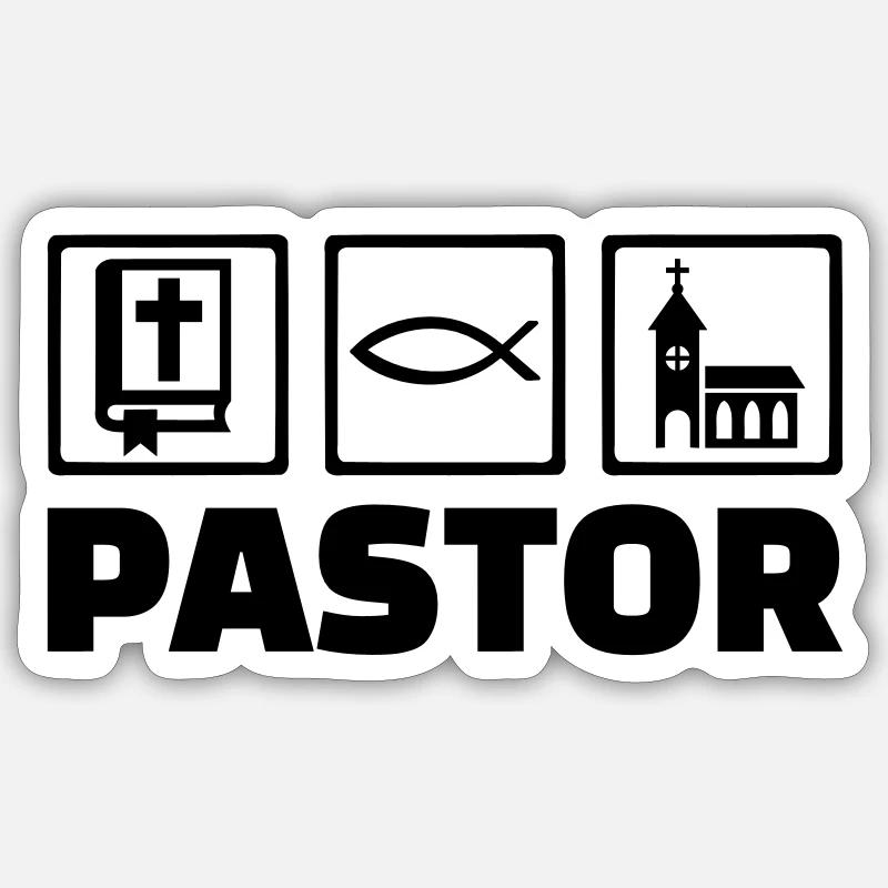 Pastor - Sticker size S (10 x 10 cm) - white matte