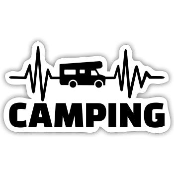 Camping - Sticker size S (10 x 10 cm) - white matte - Front