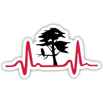 Baum mit Herzschlag, Natur EKG - Sticker Größe S (10 x 10 cm) - Mattweiß - Vorne