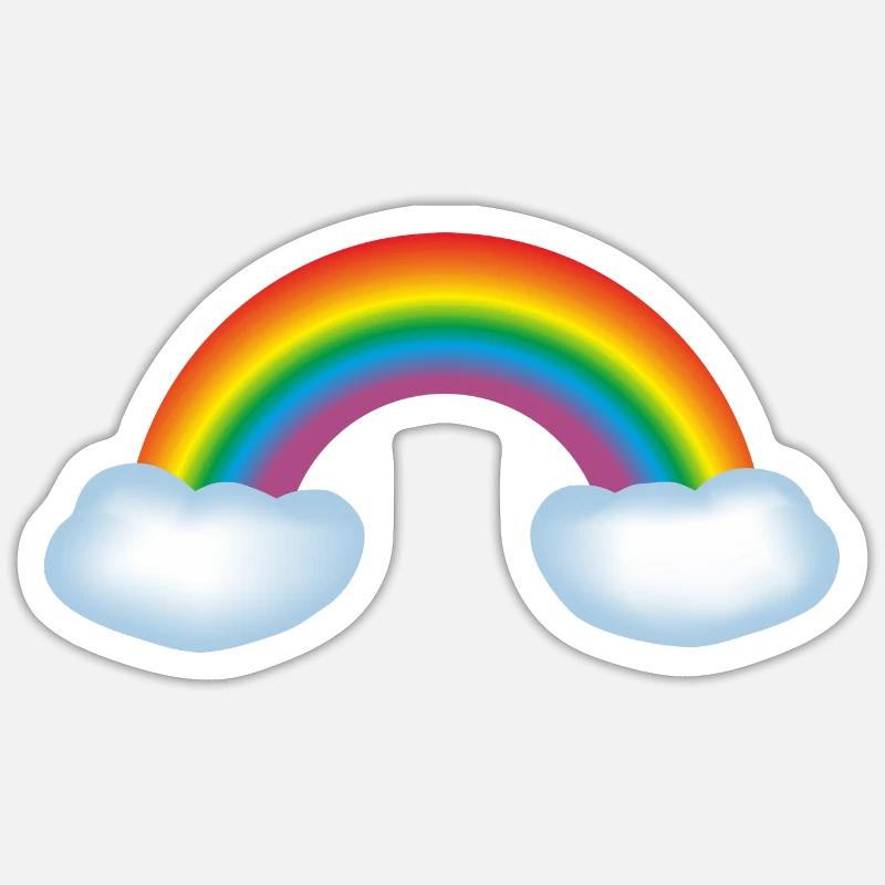 Regenbogen mit Wolken - Sticker Größe S (10 x 10 cm) - Mattweiß