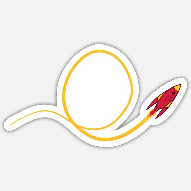 Looping fliegende Rakete - Sticker Größe S (10 x 10 cm) - Mattweiß