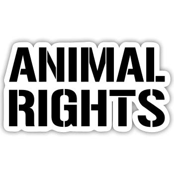DROITS DES ANIMAUX - Sticker taille S (10 x 10 cm) - blanc mat - Devant
