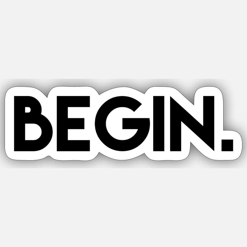 Begin. texte - Sticker taille S (10 x 10 cm) - blanc mat