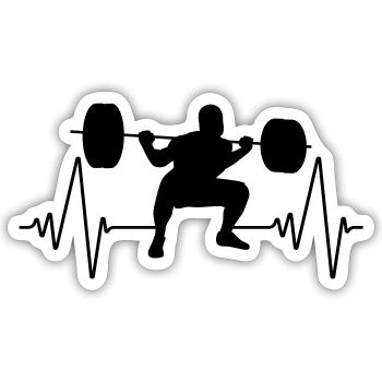 Bodybuilding Herzschlag | Heartbeat Kniebeugen - Sticker Größe S (10 x 10 cm) - Mattweiß - Vorne