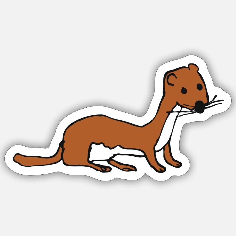 Wiesel - Sticker Größe S (10 x 10 cm) - Mattweiß