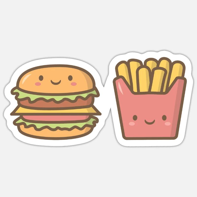 Burger mignon et frites, parfaits ensemble Sticker taille S (10 x 10 cm)