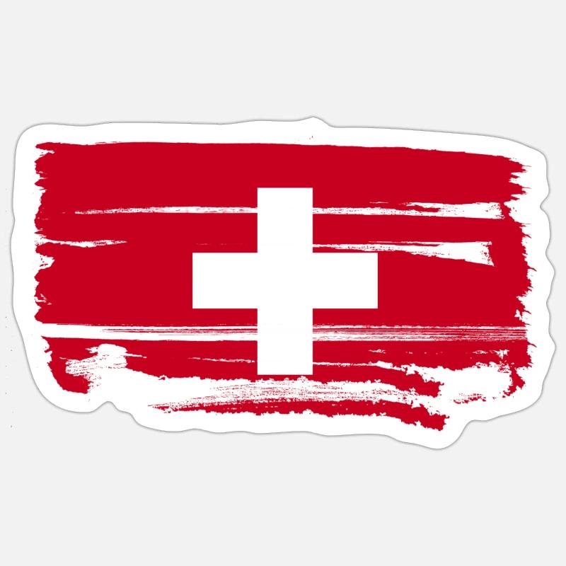 Drapeau suisse drapeau suisse - Sticker taille S (10 x 10 cm) - blanc mat