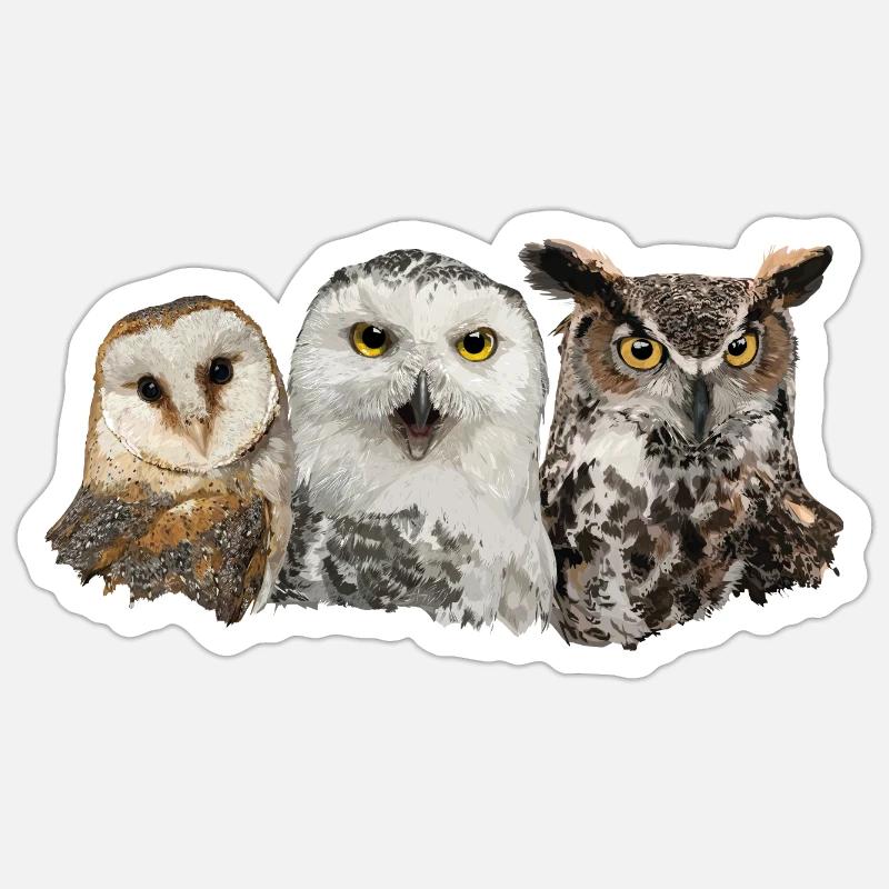 Eulen und Eule Sticker Größe S (10 x 10 cm)