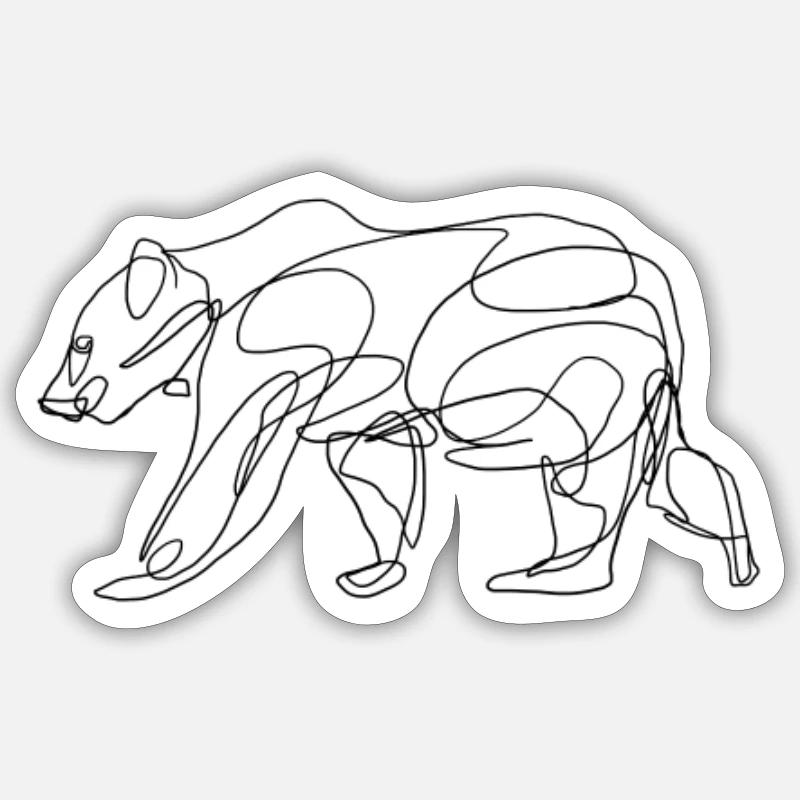 linear bear Sticker size S (10 x 10 cm)