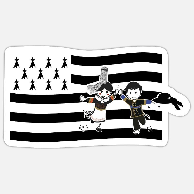 drapeau plus bretons - Sticker taille S (10 x 10 cm) - blanc mat