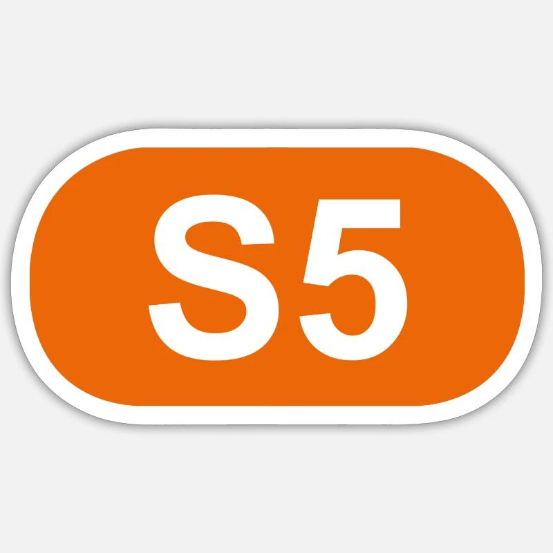 S-Bahn Berlin S5 - Sticker taille S (10 x 10 cm) - blanc mat