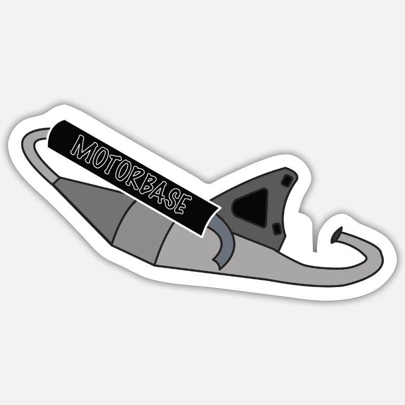 Roller Auspuff - Sticker Größe S (10 x 10 cm) - Mattweiß
