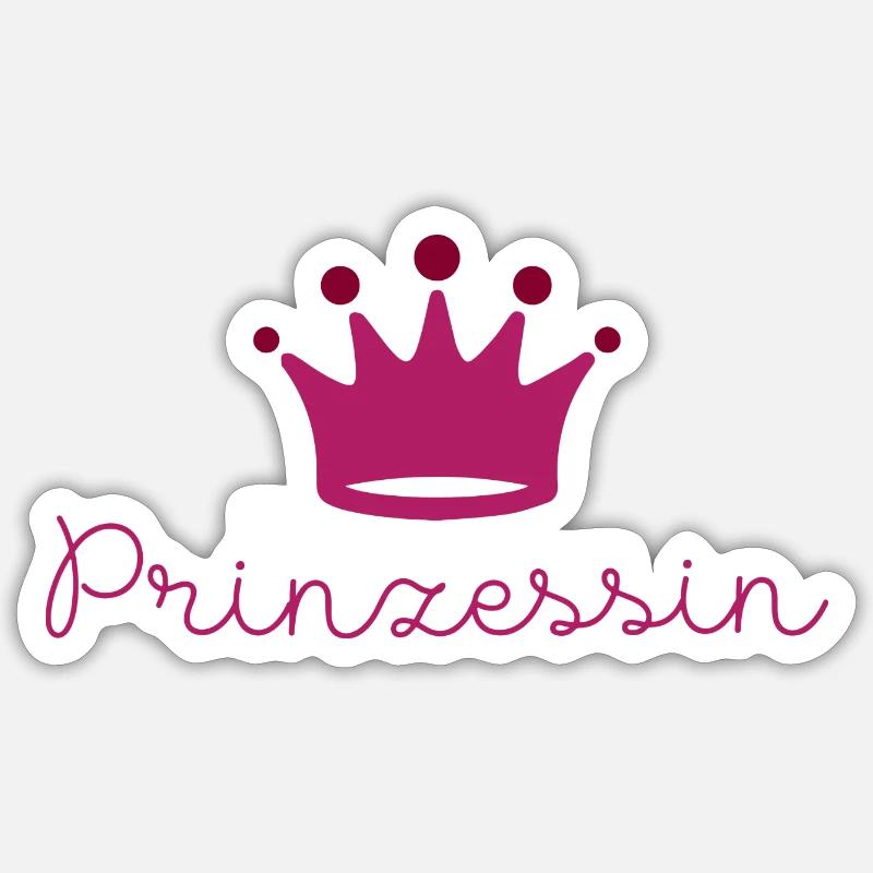 Princesse, rose, couronne, écriture, logo, - Sticker taille S (10 x 10 cm) - blanc mat