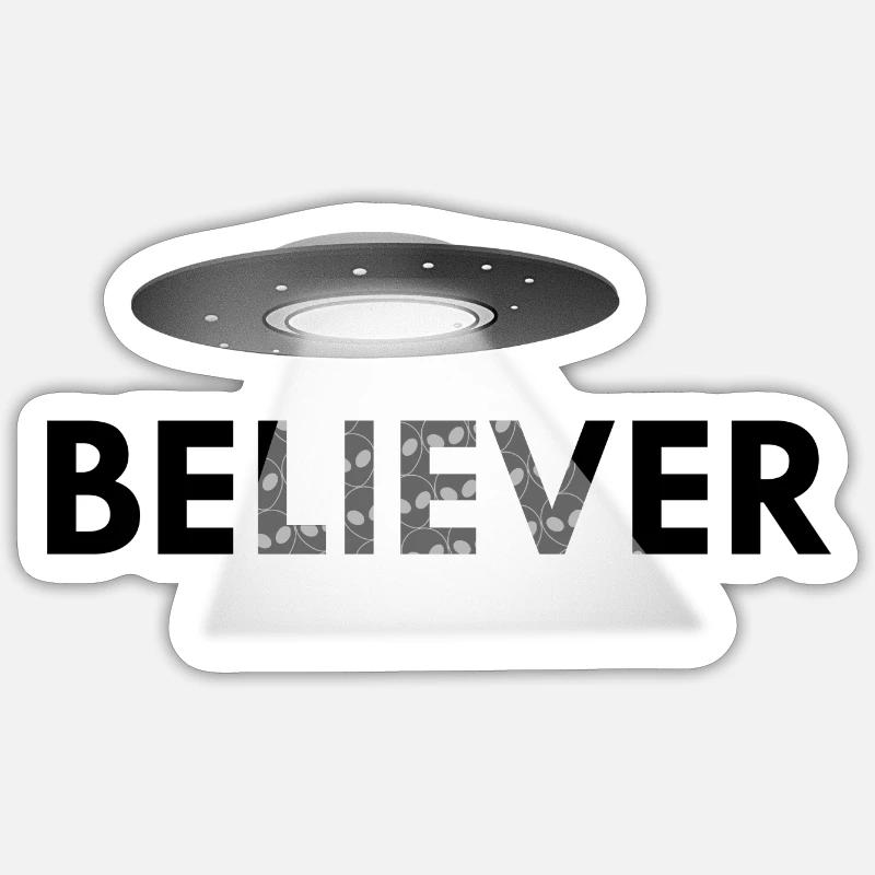 UFO Believer - Sticker taille S (10 x 10 cm) - blanc mat