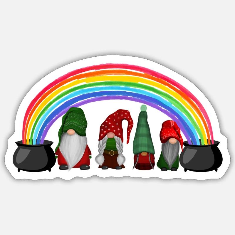 Gnomes chanceux - Sticker taille S (10 x 10 cm) - blanc mat