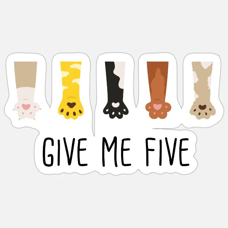 give me five - Sticker taille S (10 x 10 cm) - blanc mat
