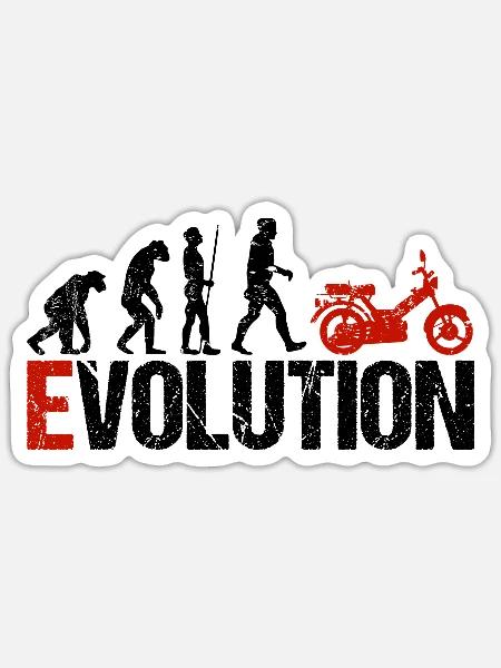 Mofa Fahrzeug Evolution Lustig für Mofafahrer - Sticker Größe S (10 x 10 cm) - Mattweiß