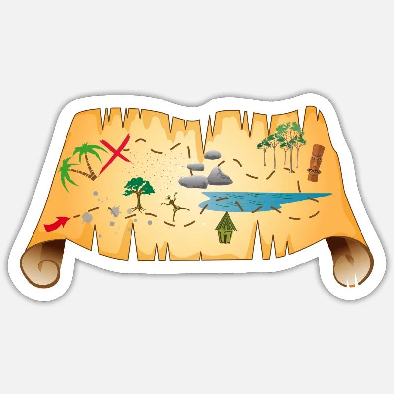 old treasure map on antique parchment - Sticker size S (10 x 10 cm) - white matte