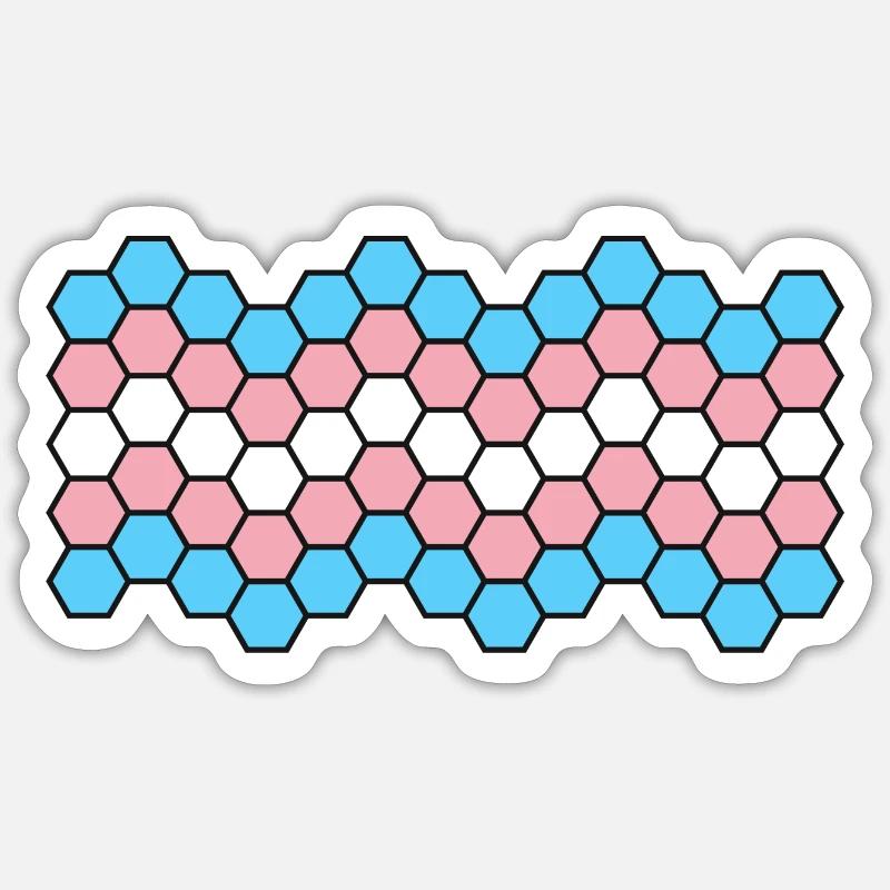trans Hexagons - Sticker taille S (10 x 10 cm) - blanc mat