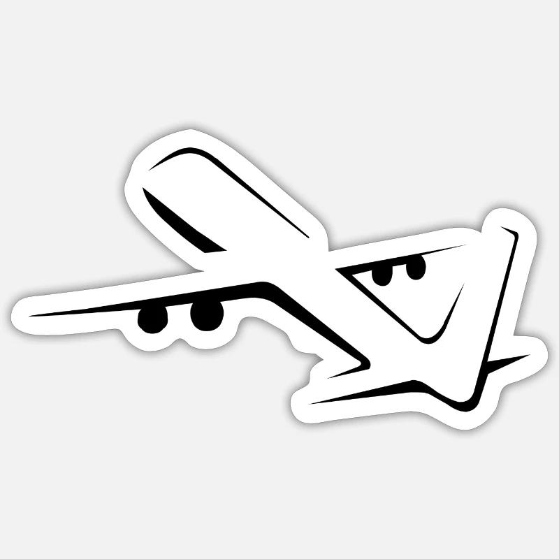 Avion - Sticker taille S (10 x 10 cm) - blanc mat
