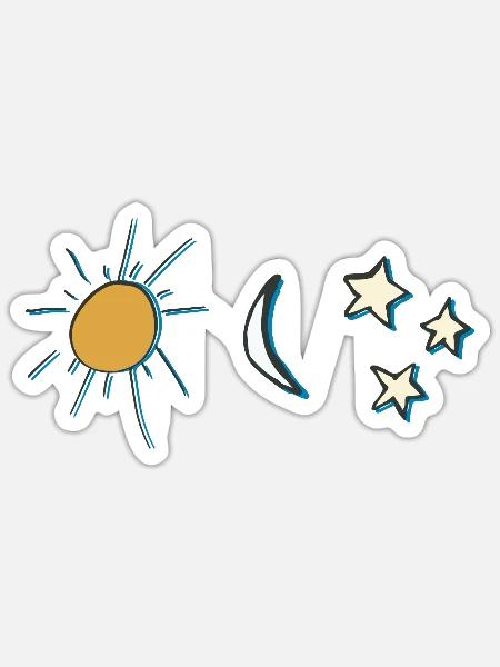Sonne, Mond und Sterne - Sticker Größe S (10 x 10 cm) - Mattweiß
