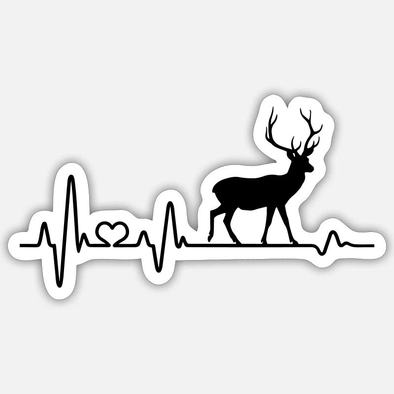 Heartbeat deer antlers Sticker size S (10 x 10 cm)