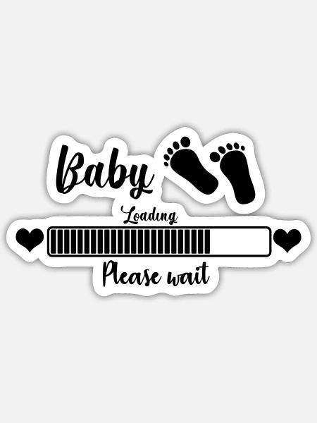 Baby Loading, Please Wait - Sticker taille S (10 x 10 cm) - blanc mat