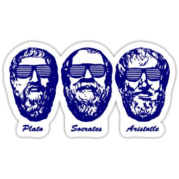 Socrates Geek Plato Aristotle Three Philosophers - Sticker size S (10 x 10 cm) - white matte - Front