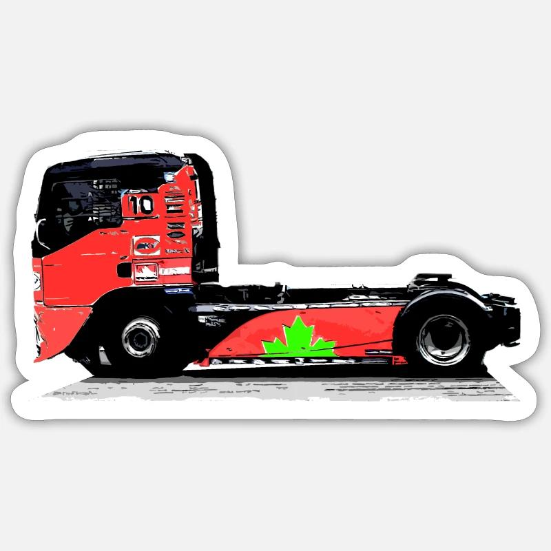 camion de course - Sticker taille S (10 x 10 cm) - blanc mat