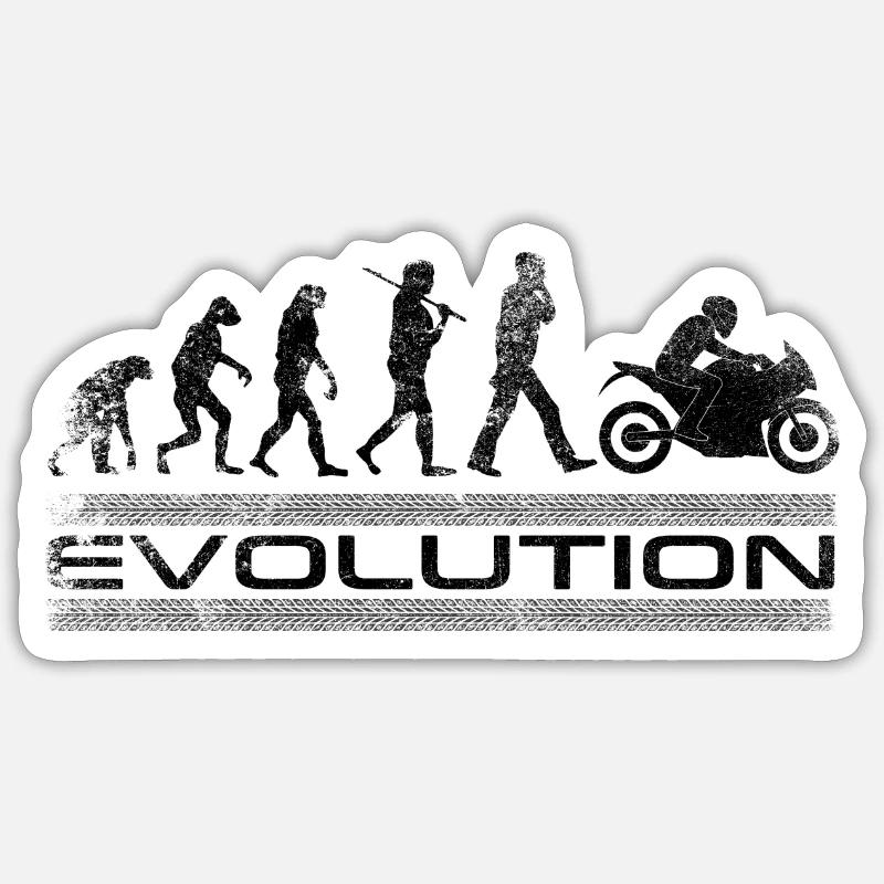Evolution Motorrad Biker lustige Motorrad Sticker Größe S (10 x 10 cm)