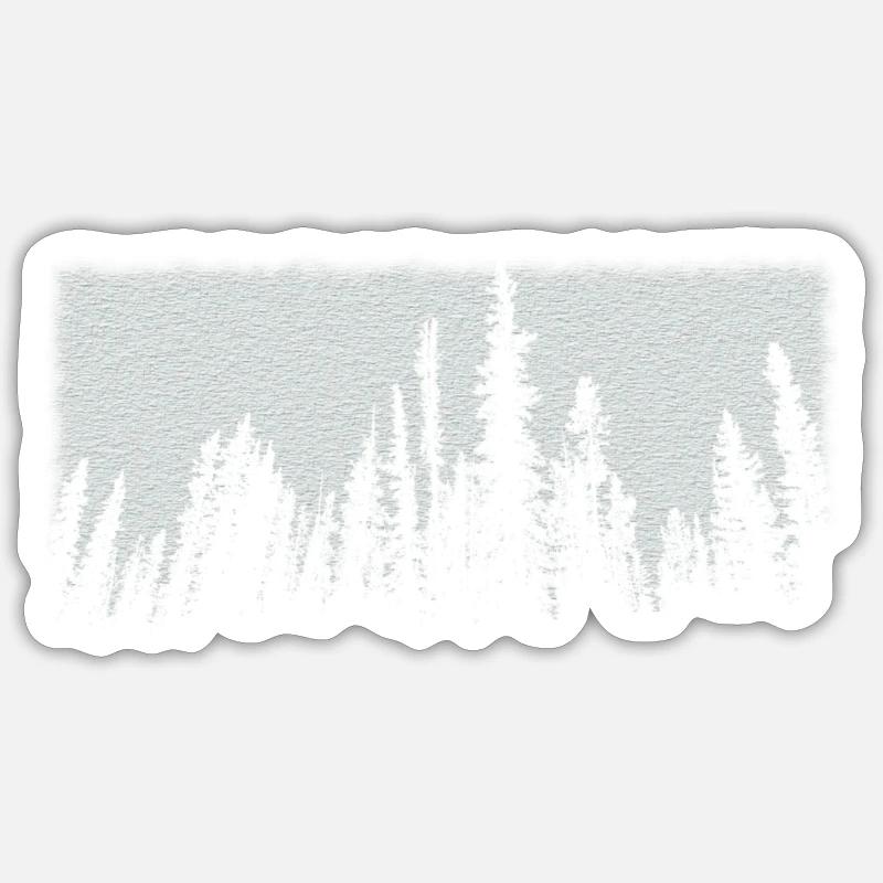 blanc arbres forêt nature - Sticker taille S (10 x 10 cm) - blanc mat