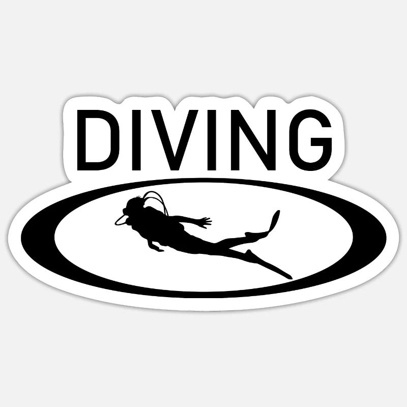 Diving Dive tauchen - Sticker Größe S (10 x 10 cm) - Mattweiß