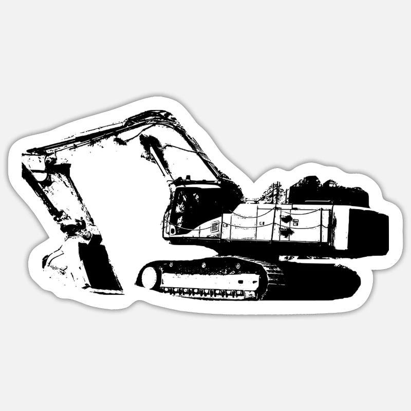 Excavator - Sticker size S (10 x 10 cm) - white matte