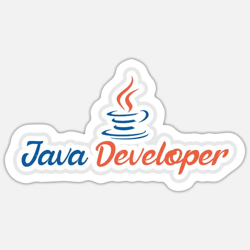 Java Developer with Coffee Sticker size S (10 x 10 cm)