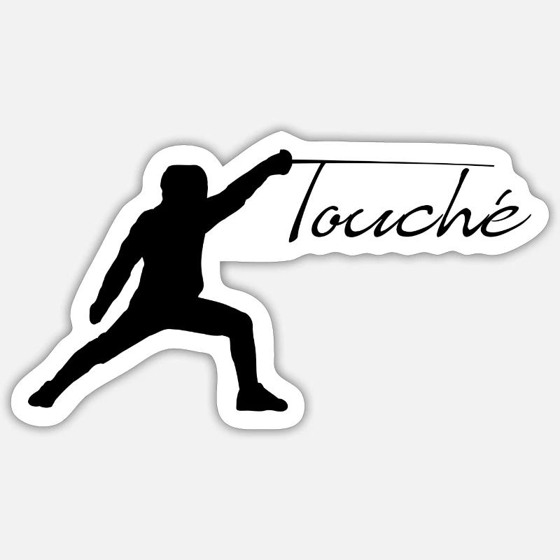 fencing,touché,fencing,fencing,black - Sticker size S (10 x 10 cm) - white matte