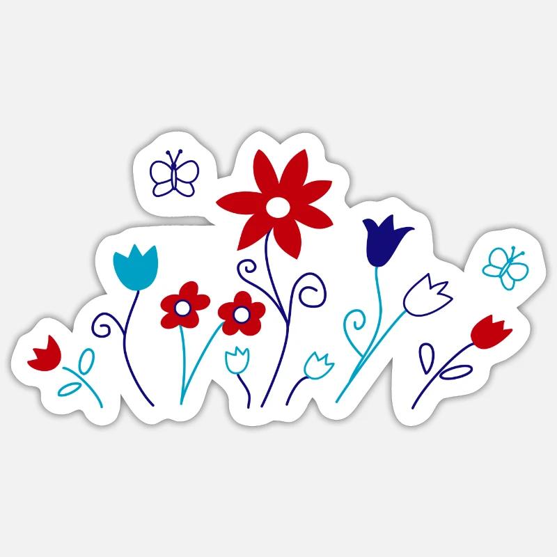 Jardin fleuri - Sticker taille S (10 x 10 cm) - blanc mat